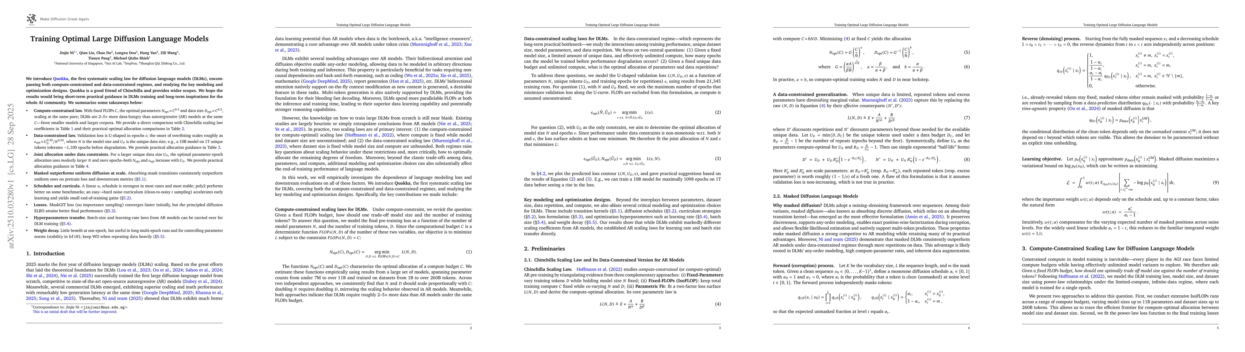 Thumbnail for Training Optimal Large Diffusion Language Models