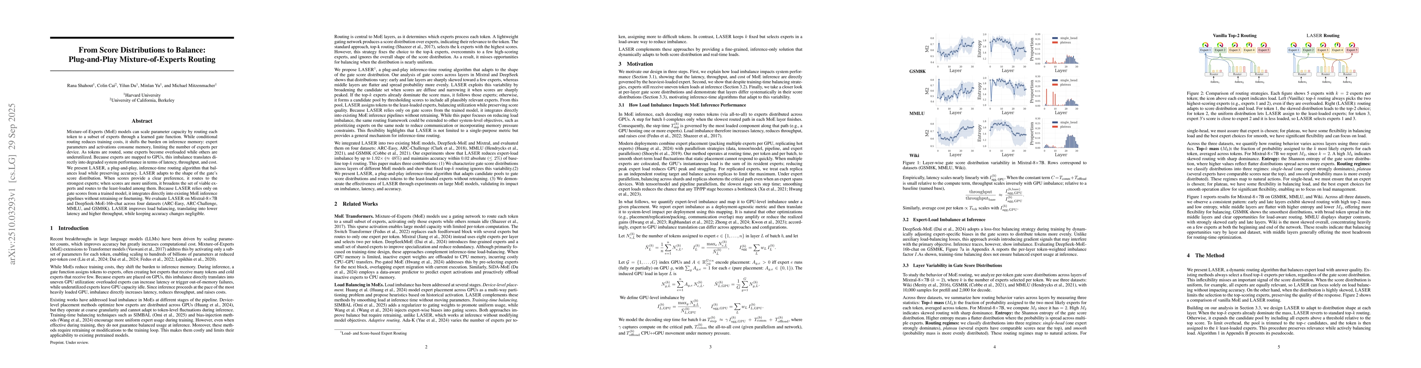 Thumbnail for From Score Distributions to Balance: Plug-and-Play Mixture-of-Experts
  Routing