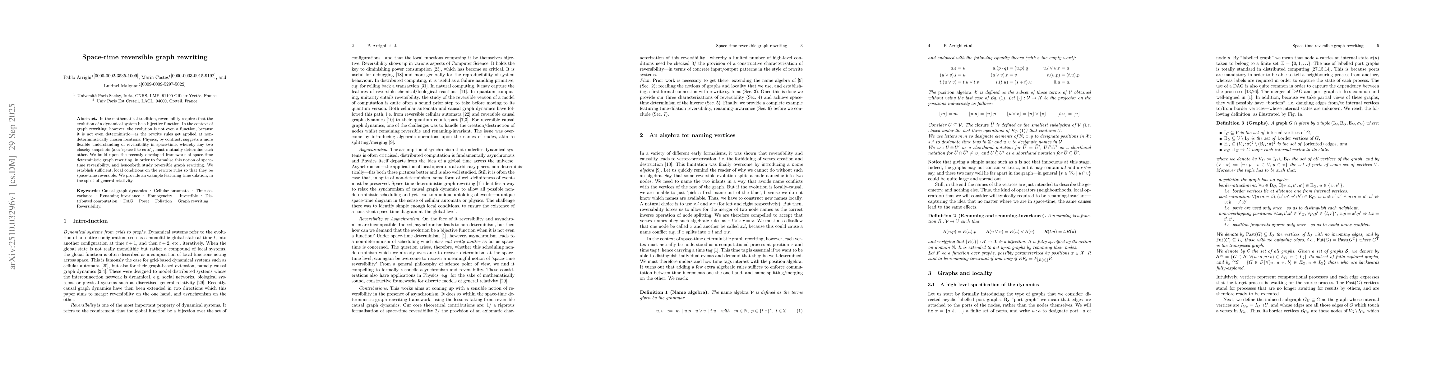 Thumbnail for Space-time reversible graph rewriting