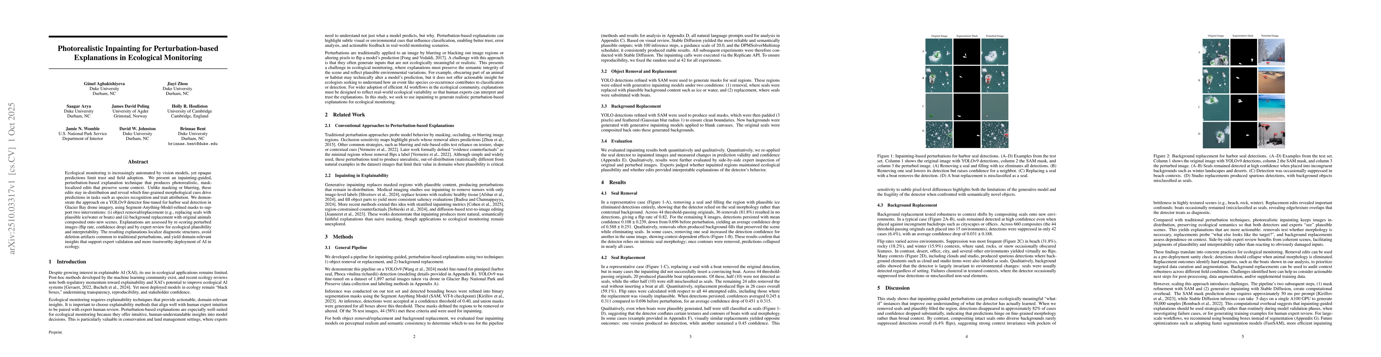 Thumbnail for Photorealistic Inpainting for Perturbation-based Explanations in
  Ecological Monitoring