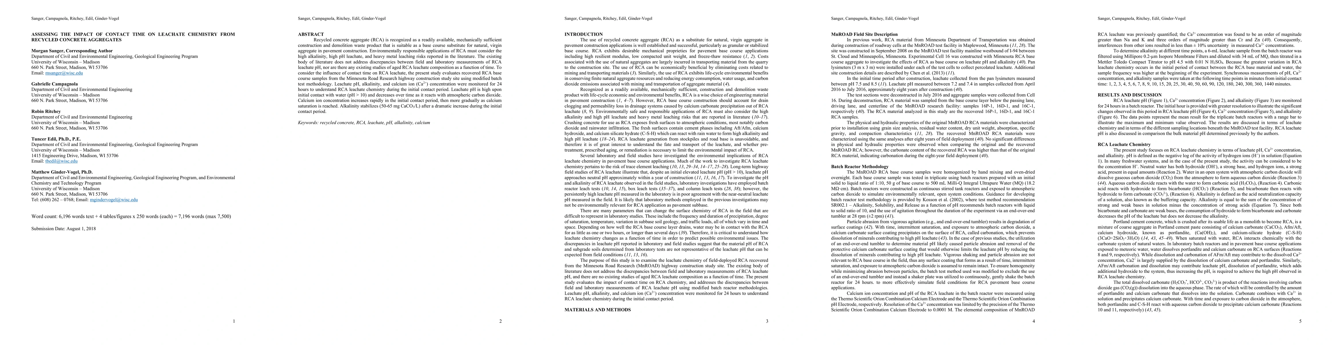 Thumbnail for Assessing the impact of contact time on leachate chemistry from recycled
  concrete aggregates