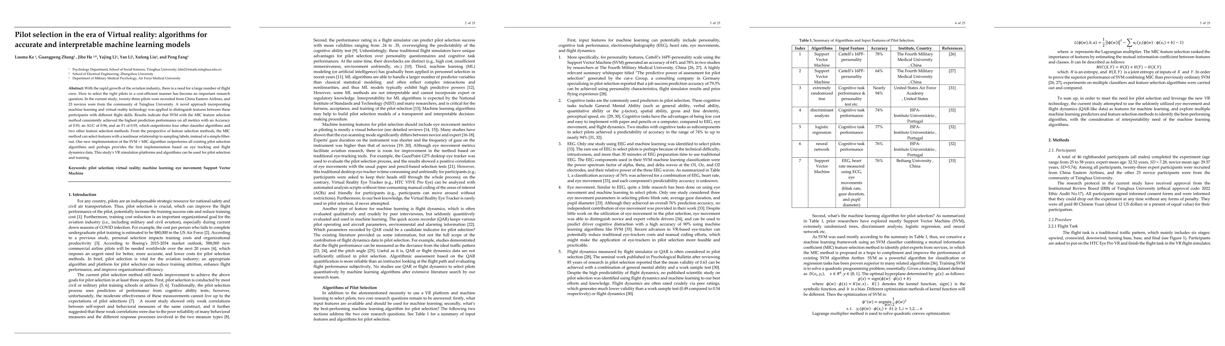 Thumbnail for Pilot selection in the era of Virtual reality: algorithms for accurate
  and interpretable machine learning models