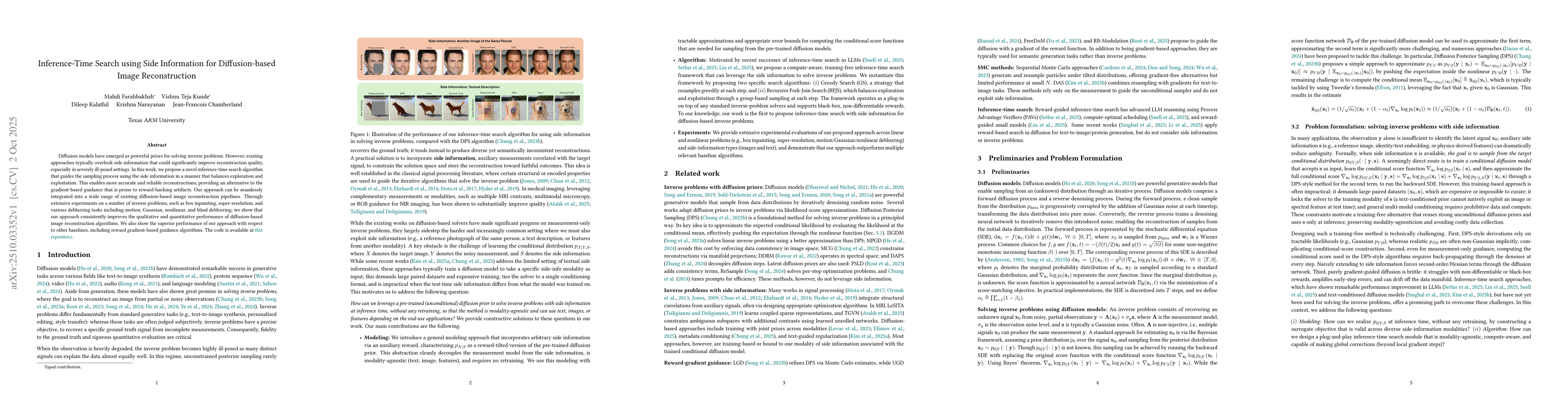 Thumbnail for Inference-Time Search using Side Information for Diffusion-based Image
  Reconstruction