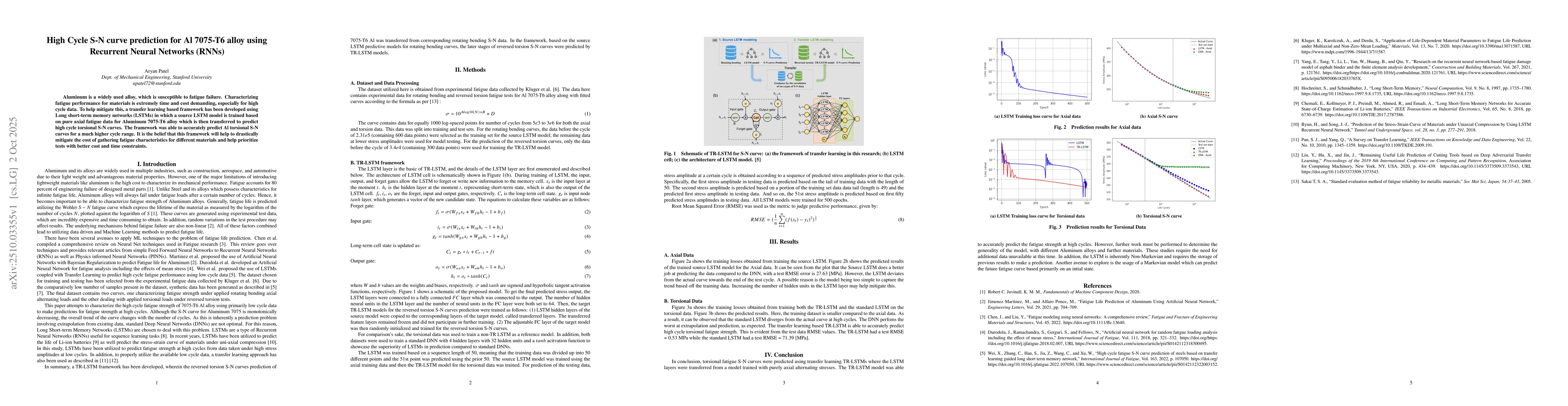 Thumbnail for High Cycle S-N curve prediction for Al 7075-T6 alloy using Recurrent
  Neural Networks (RNNs)