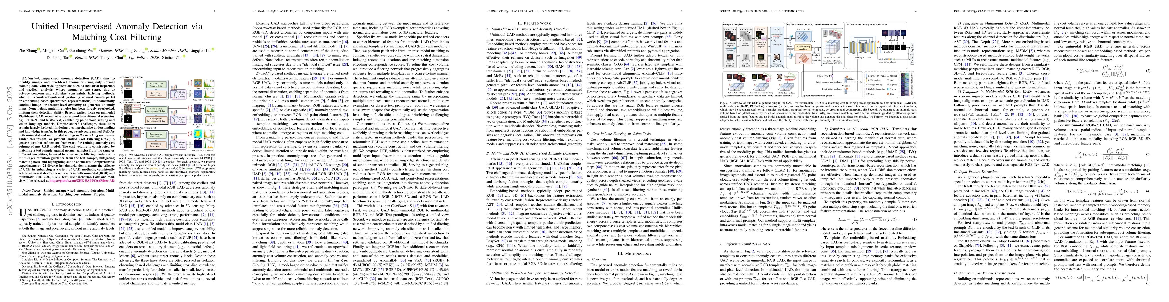 Thumbnail for Unified Unsupervised Anomaly Detection via Matching Cost Filtering