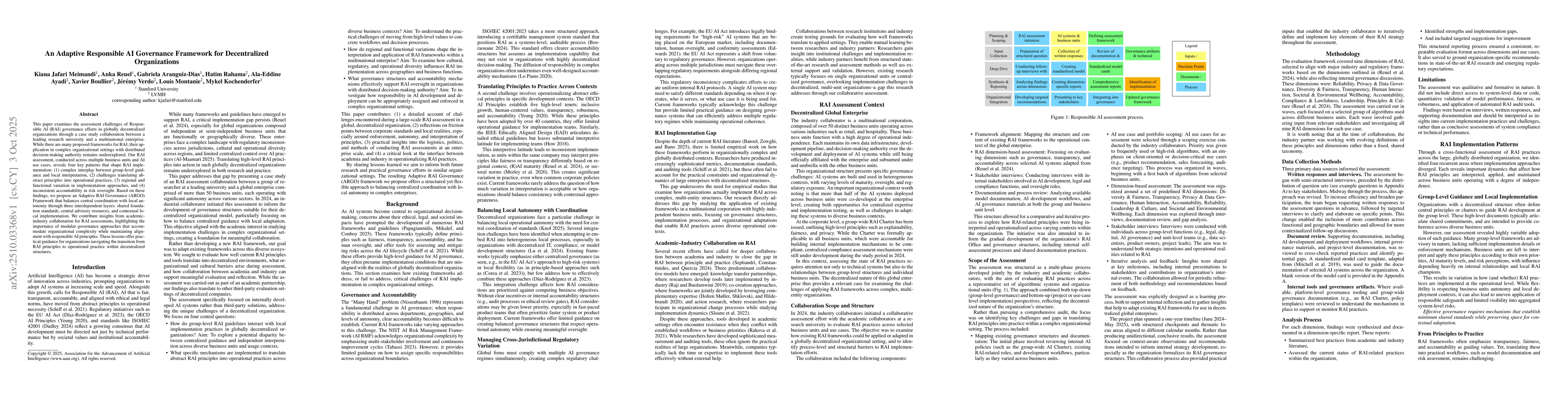Thumbnail for An Adaptive Responsible AI Governance Framework for Decentralized
  Organizations