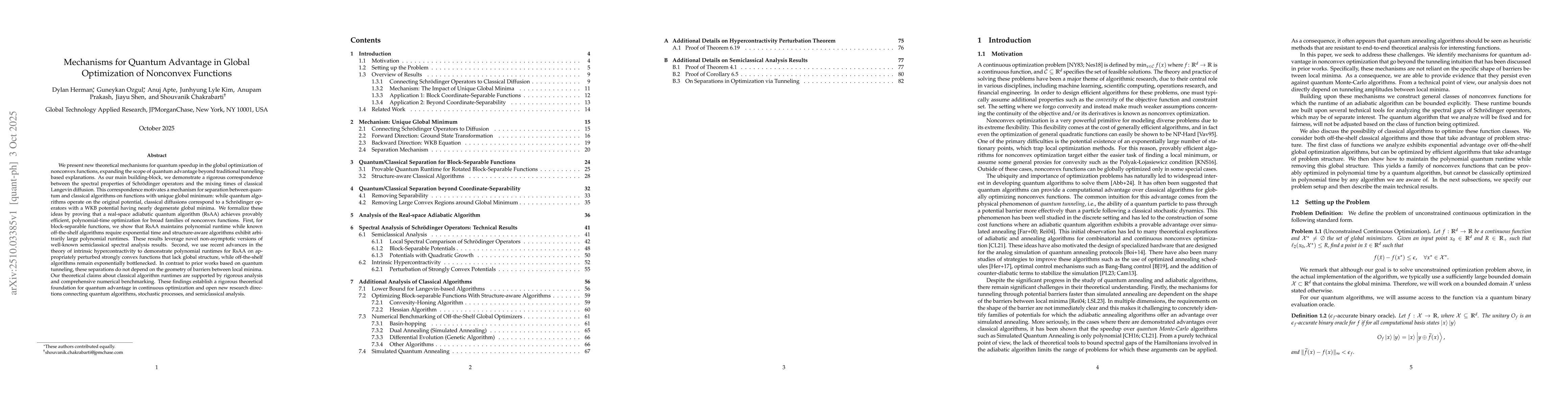 Thumbnail for Mechanisms for Quantum Advantage in Global Optimization of Nonconvex
  Functions
