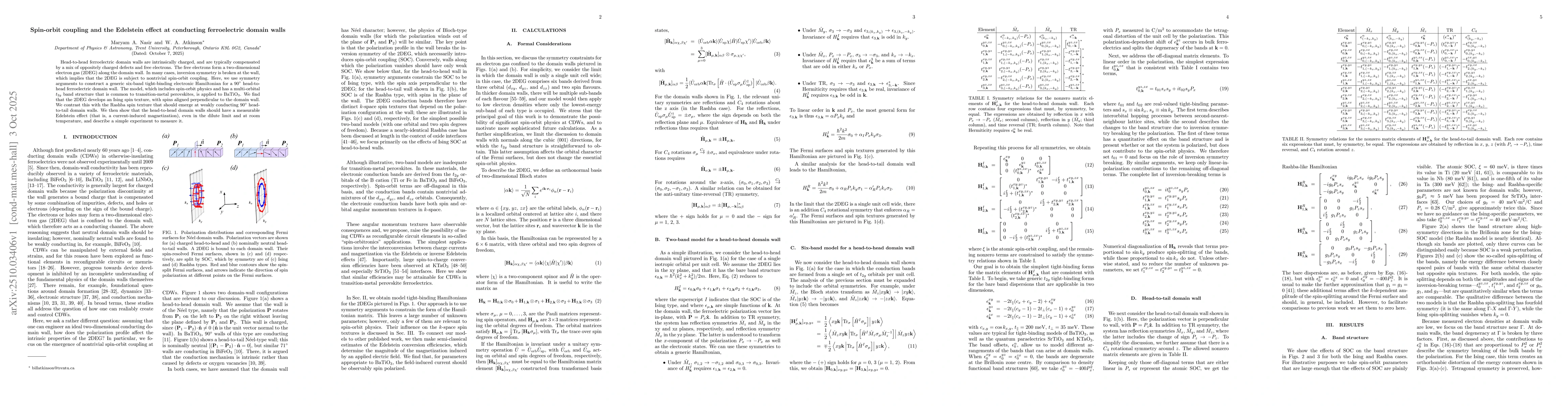 Thumbnail for Spin-orbit coupling and the Edelstein effect at conducting ferroelectric
  domain walls