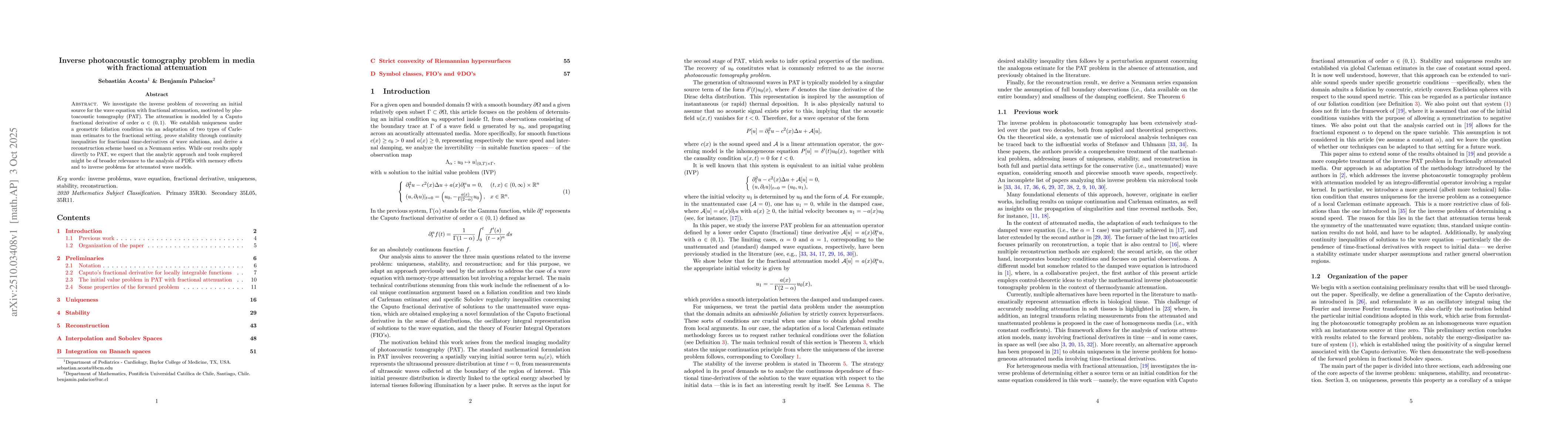 Thumbnail for Inverse photoacoustic tomography problem in media with fractional
  attenuation