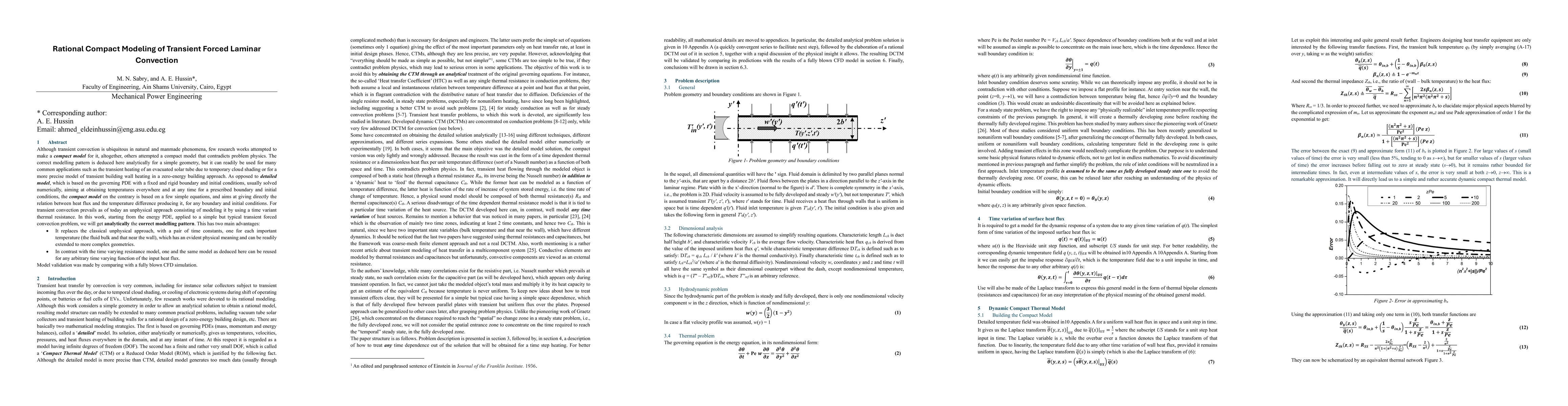 Thumbnail for Rational Compact Modeling of Transient Forced Laminar Convection