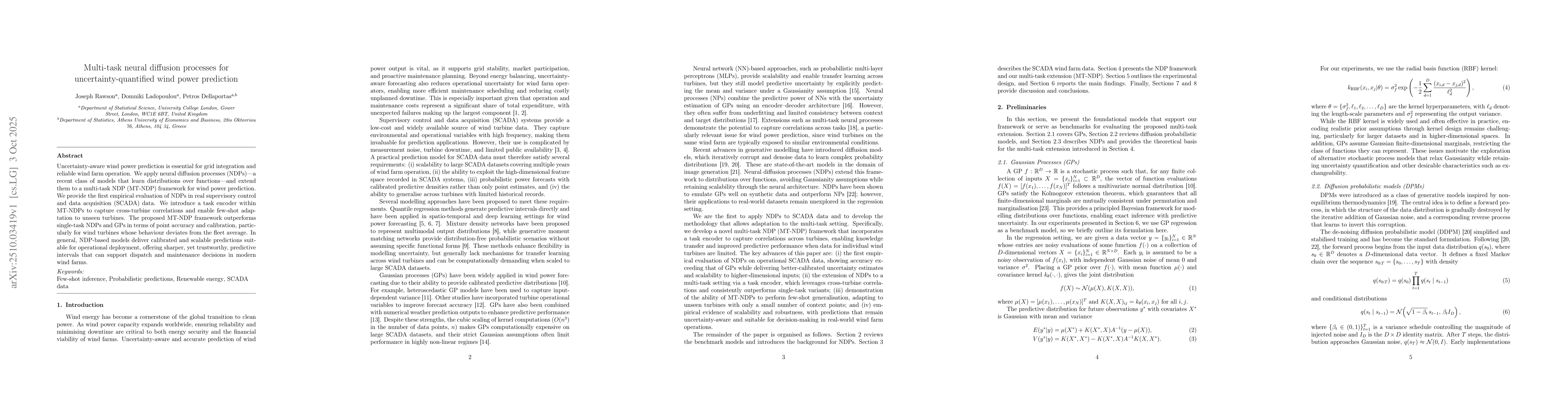 Thumbnail for Multi-task neural diffusion processes for uncertainty-quantified wind
  power prediction