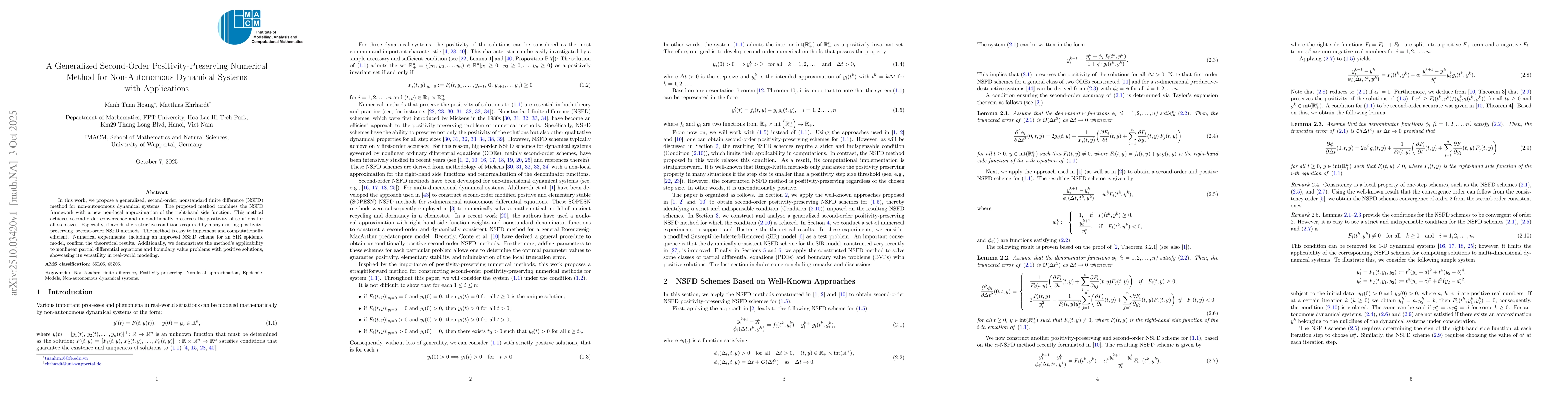 Thumbnail for A Generalized Second-Order Positivity-Preserving Numerical Method for
  Non-Autonomous Dynamical Systems with Applications