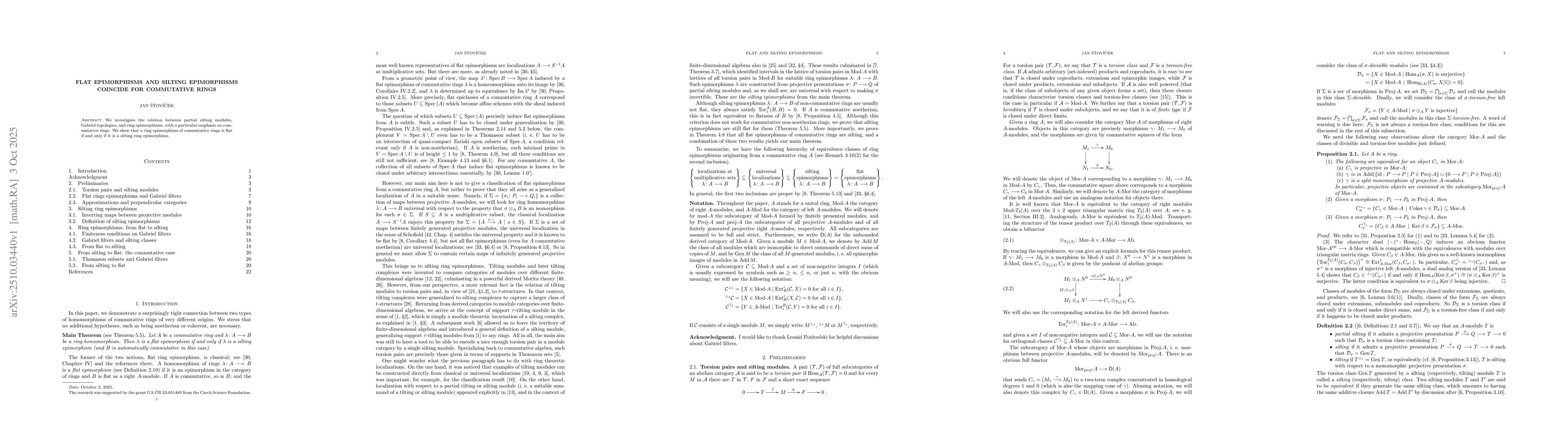 Thumbnail for Flat epimorphisms and silting epimorphisms coincide for commutative
  rings