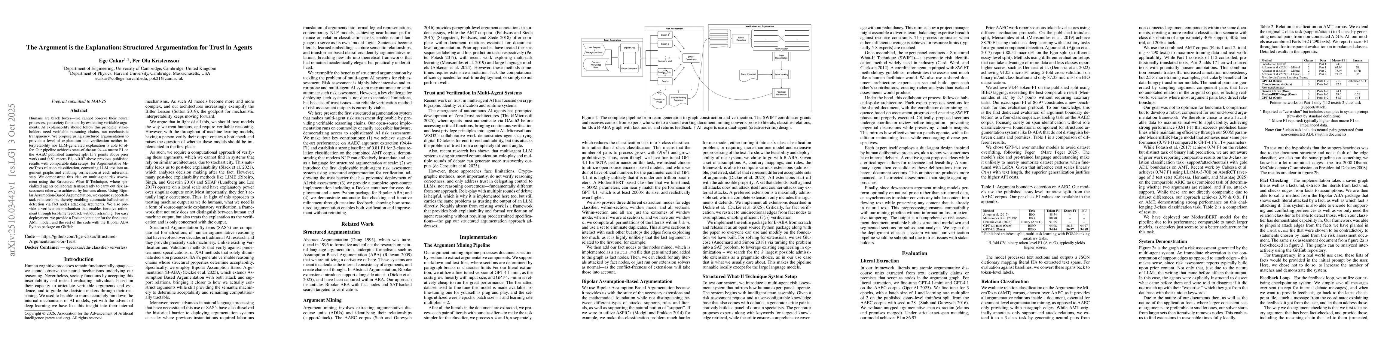 Thumbnail for The Argument is the Explanation: Structured Argumentation for Trust in
  Agents