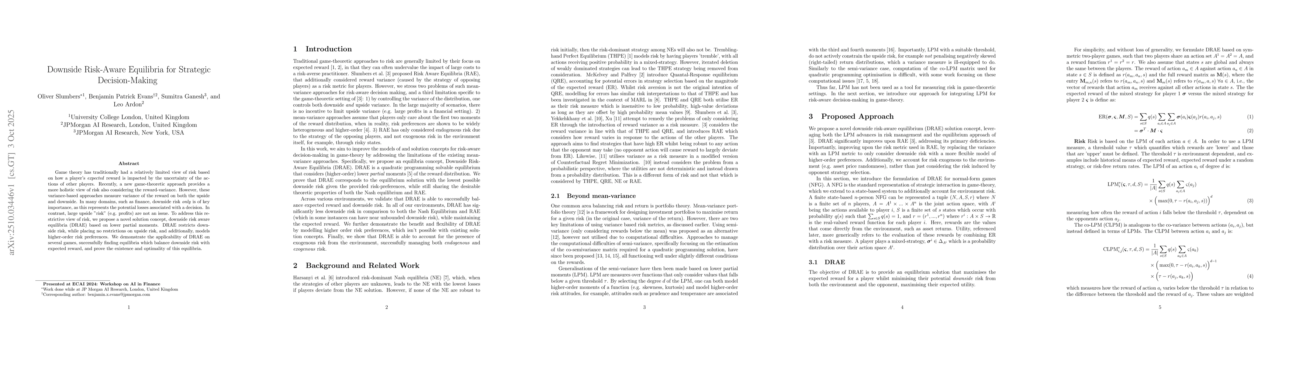 Thumbnail for Downside Risk-Aware Equilibria for Strategic Decision-Making