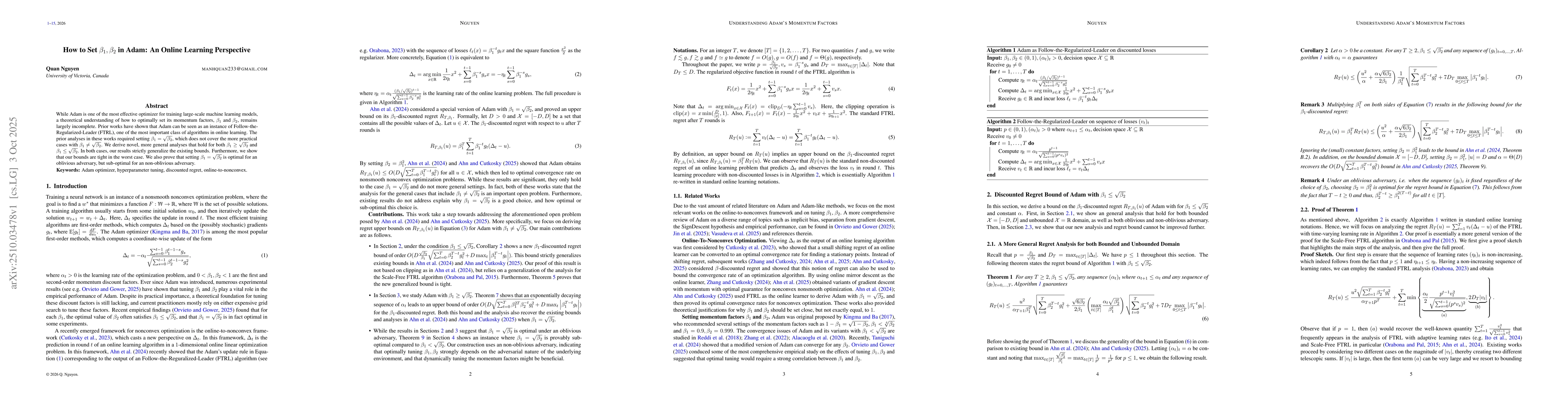 Thumbnail for How to Set $β_1, β_2$ in Adam: An Online Learning Perspective