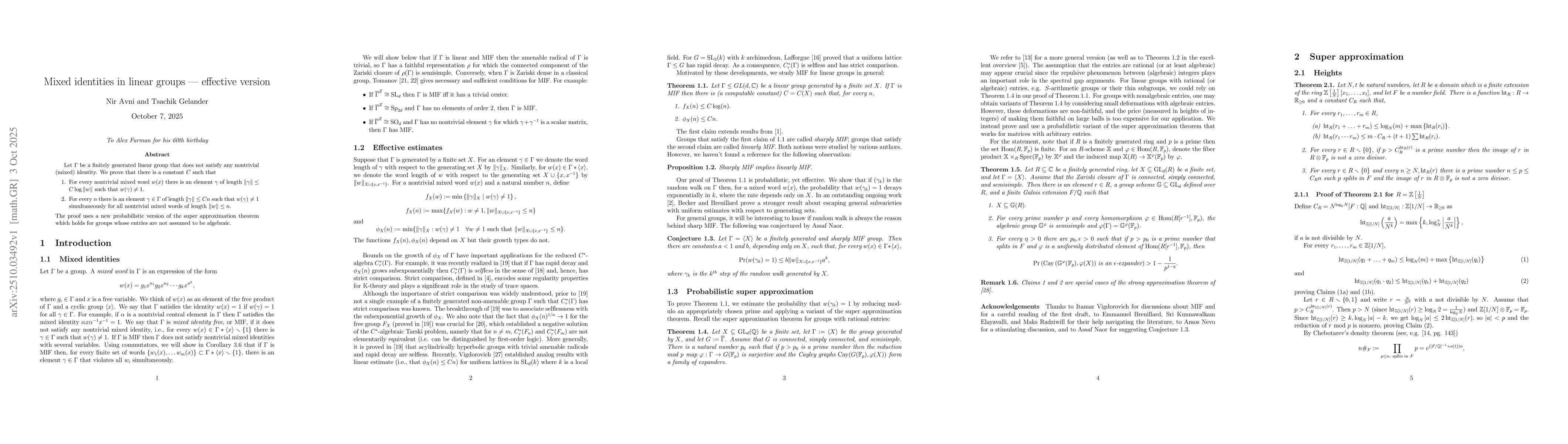 Thumbnail for Mixed identities in linear groups -- effective version