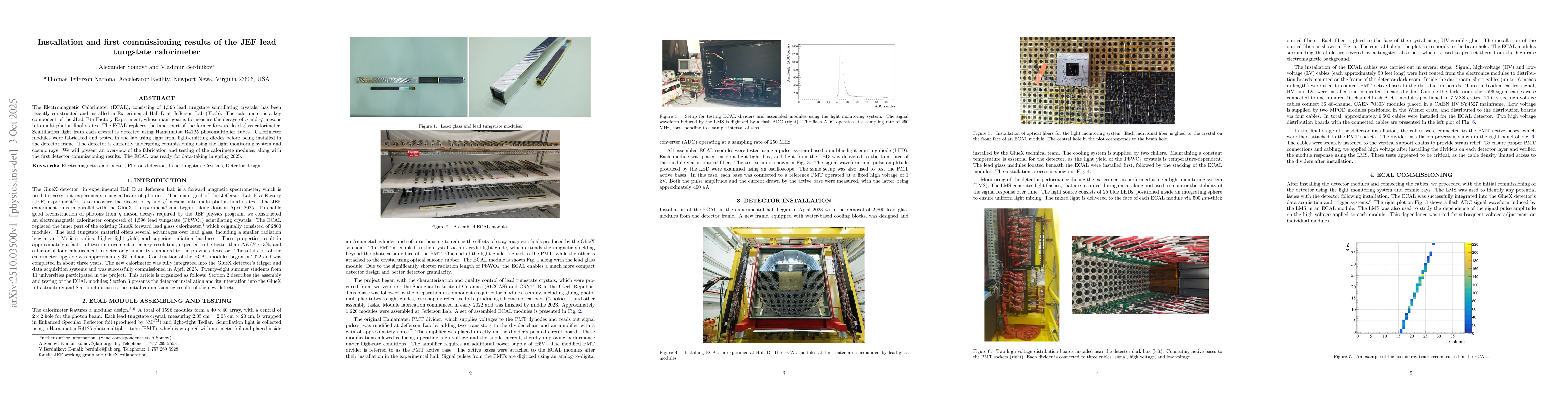 Thumbnail for Installation and first commissioning results of the JEF lead tungstate
  calorimeter