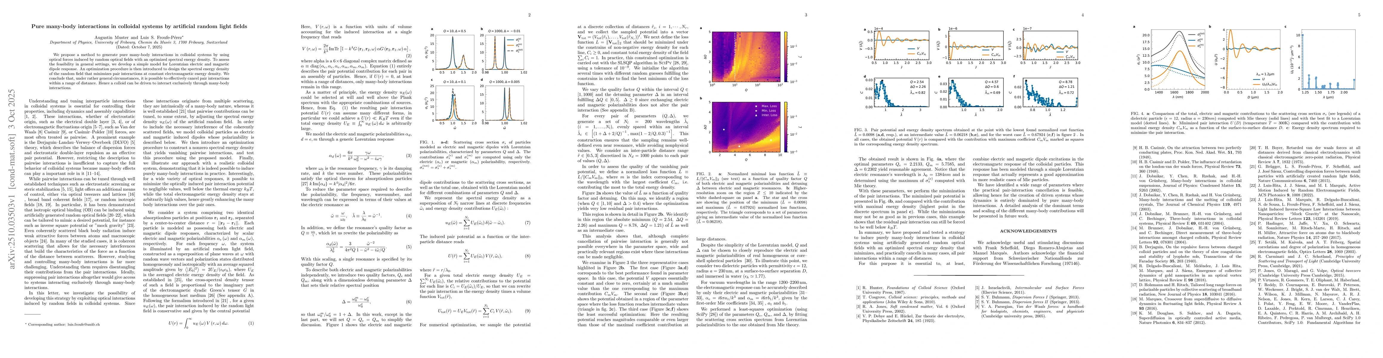 Thumbnail for Pure many-body interactions in colloidal systems by artificial random
  light fields