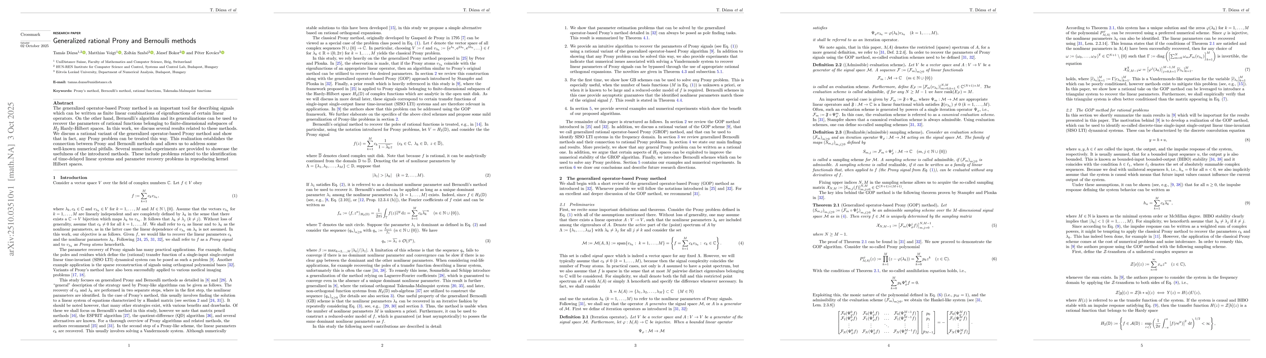 Thumbnail for Generalized rational Prony and Bernoulli methods