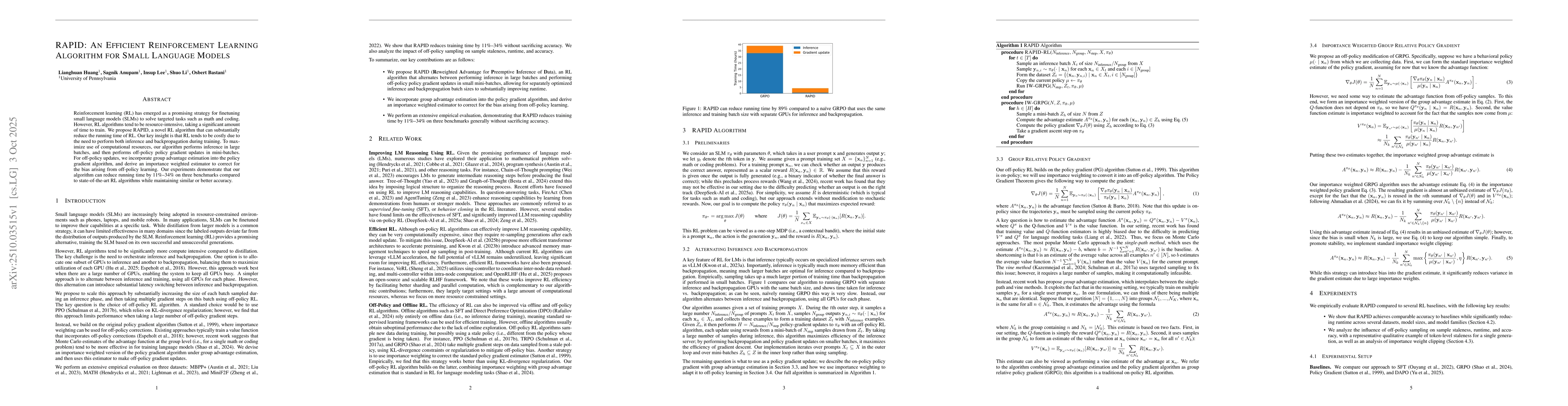 Thumbnail for RAPID: An Efficient Reinforcement Learning Algorithm for Small Language
  Models