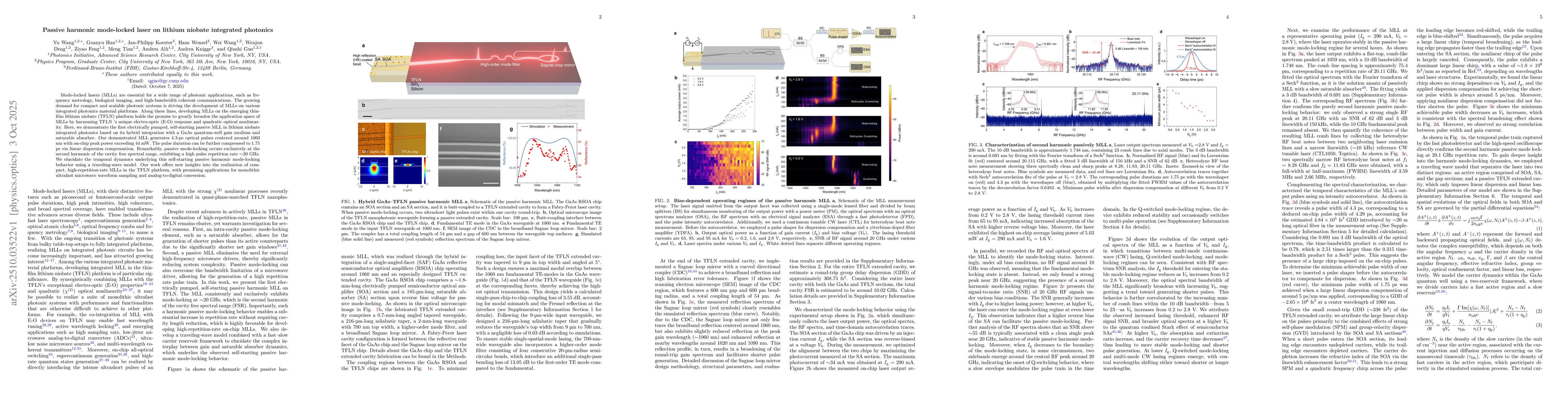 Thumbnail for Passive harmonic mode-locked laser on lithium niobate integrated
  photonics