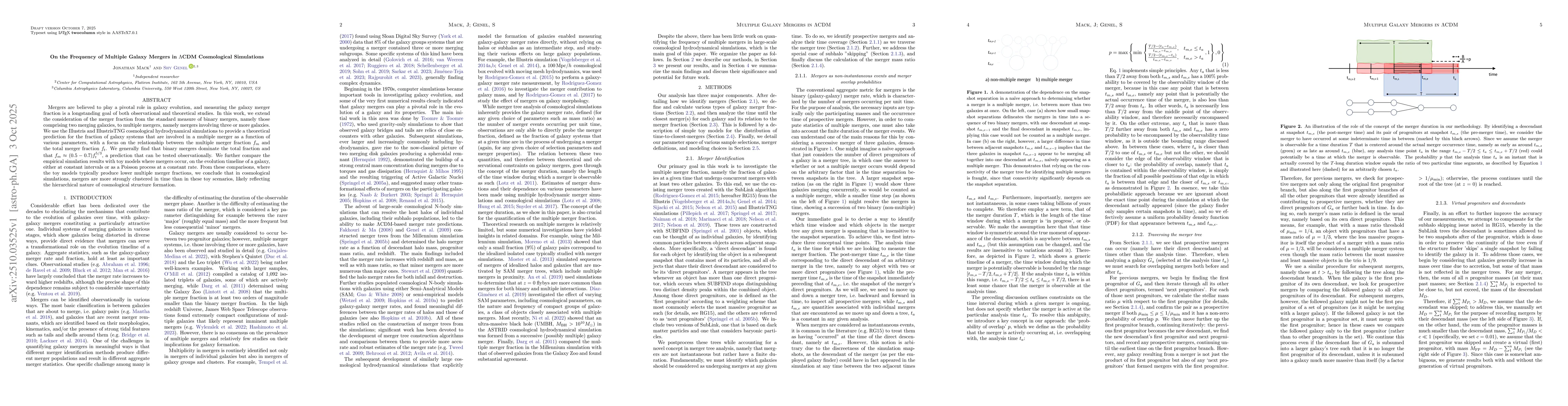 Thumbnail for On the Frequency of Multiple Galaxy Mergers in $Λ$CDM Cosmological
  Simulations