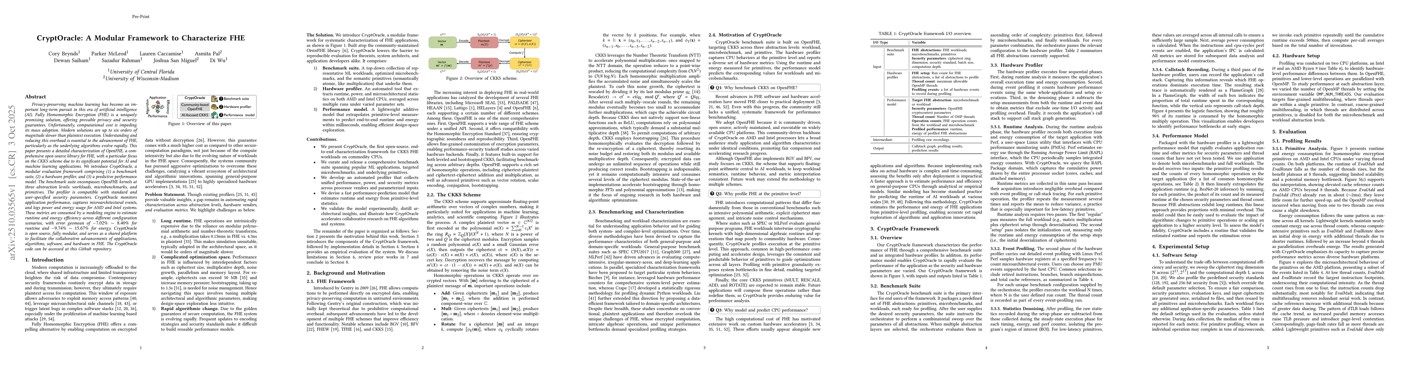 Thumbnail for CryptOracle: A Modular Framework to Characterize Fully Homomorphic
  Encryption