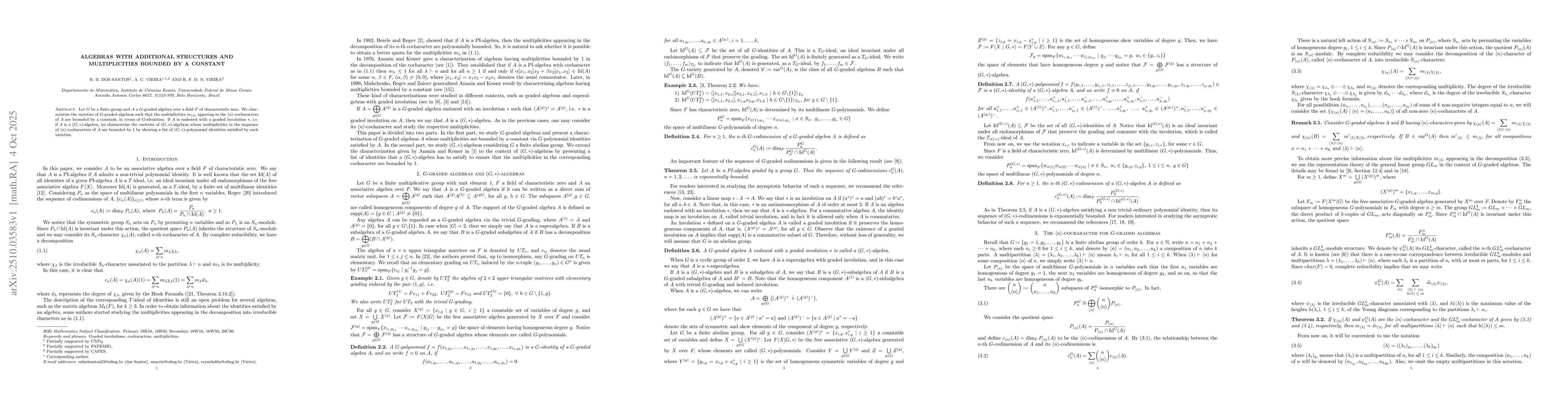 Thumbnail for Algebras with additional structures and multiplicities bounded by a
  constant