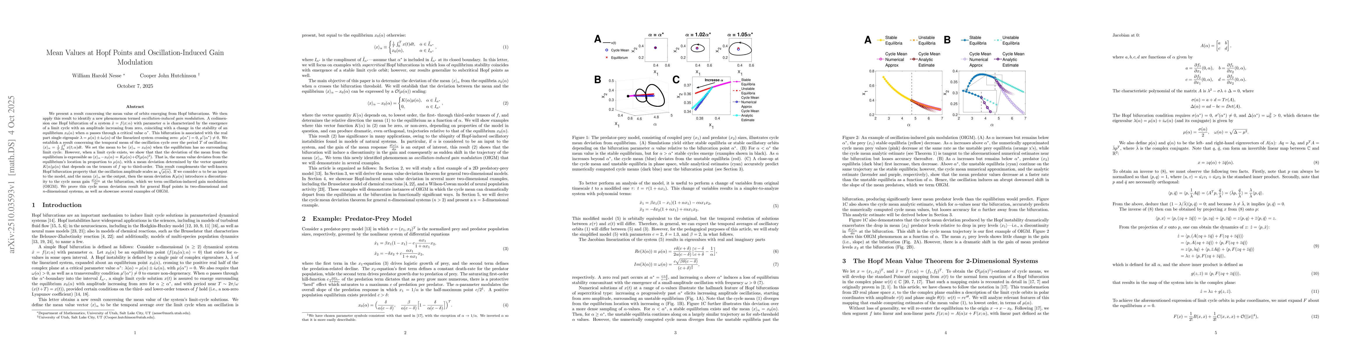 Thumbnail for Mean Values at Hopf Points and Oscillation-Induced Gain Modulation