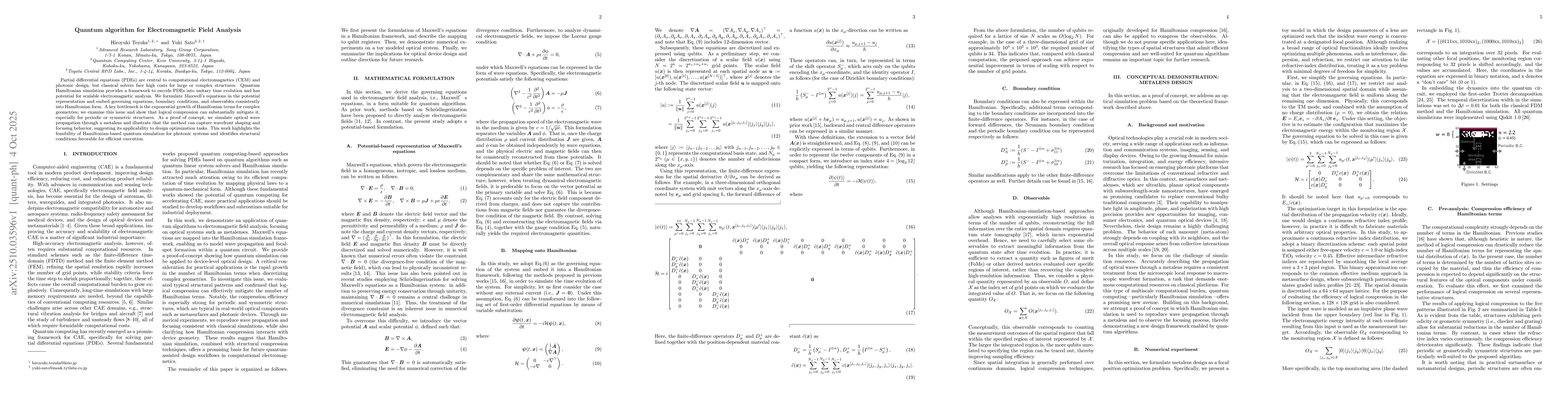 Thumbnail for Quantum algorithm for Electromagnetic Field Analysis