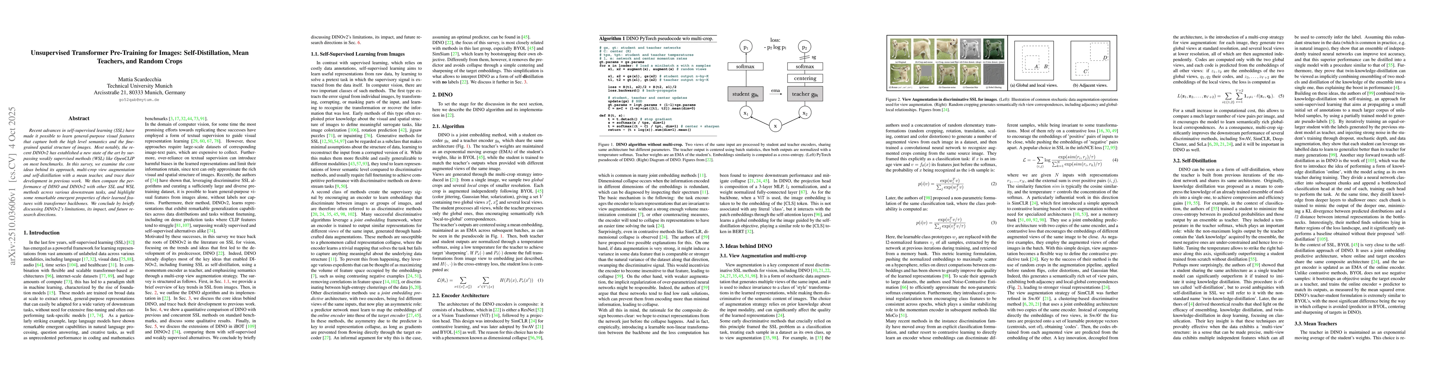 Thumbnail for Unsupervised Transformer Pre-Training for Images: Self-Distillation,
  Mean Teachers, and Random Crops