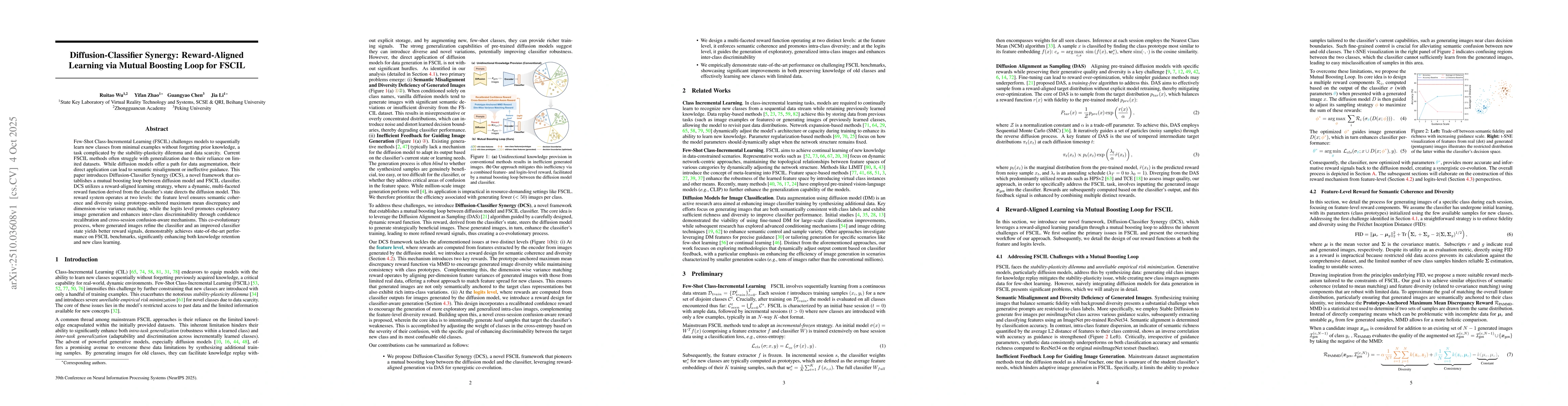 Thumbnail for Diffusion-Classifier Synergy: Reward-Aligned Learning via Mutual
  Boosting Loop for FSCIL