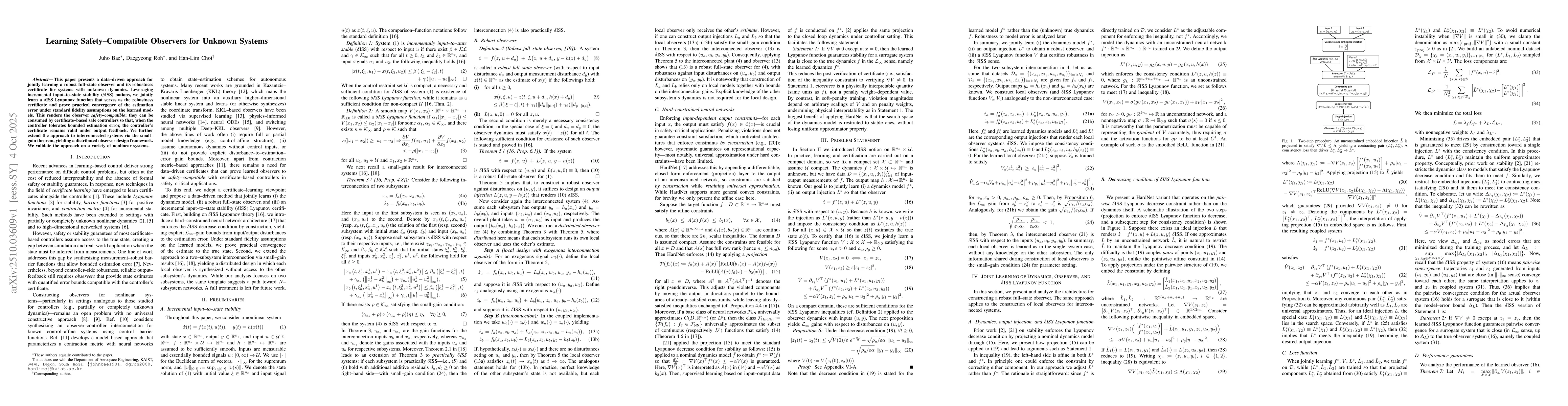 Thumbnail for Learning Safety-Compatible Observers for Unknown Systems