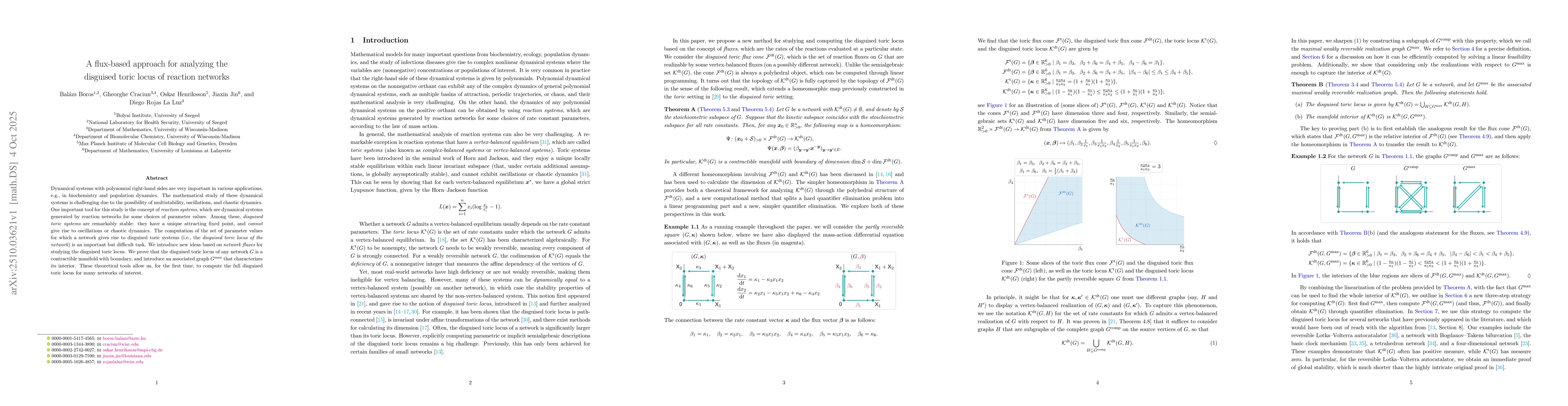 Thumbnail for A flux-based approach for analyzing the disguised toric locus of
  reaction networks