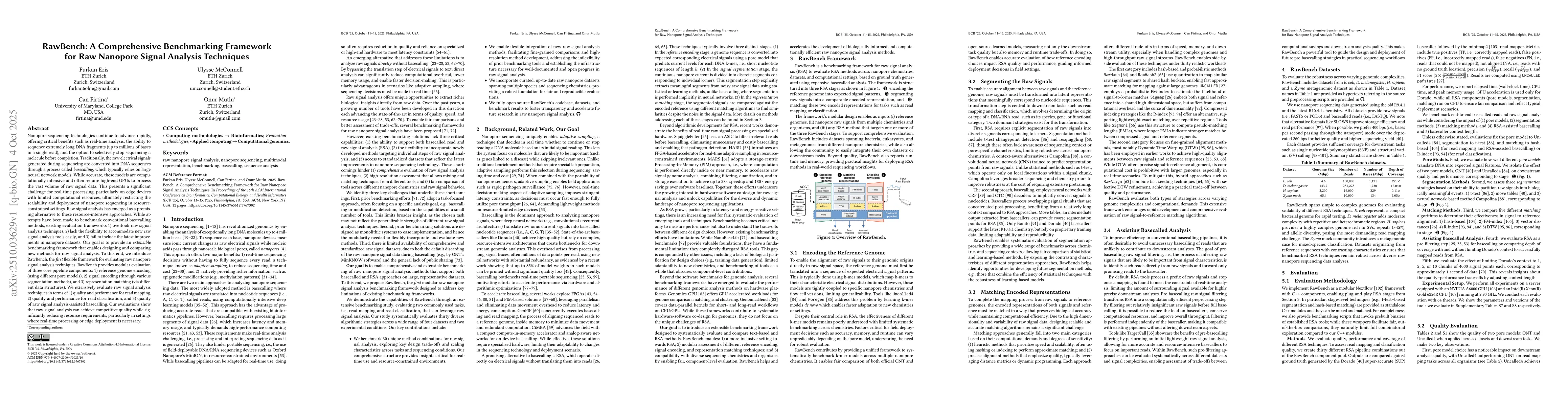 Thumbnail for RawBench: A Comprehensive Benchmarking Framework for Raw Nanopore Signal
  Analysis Techniques