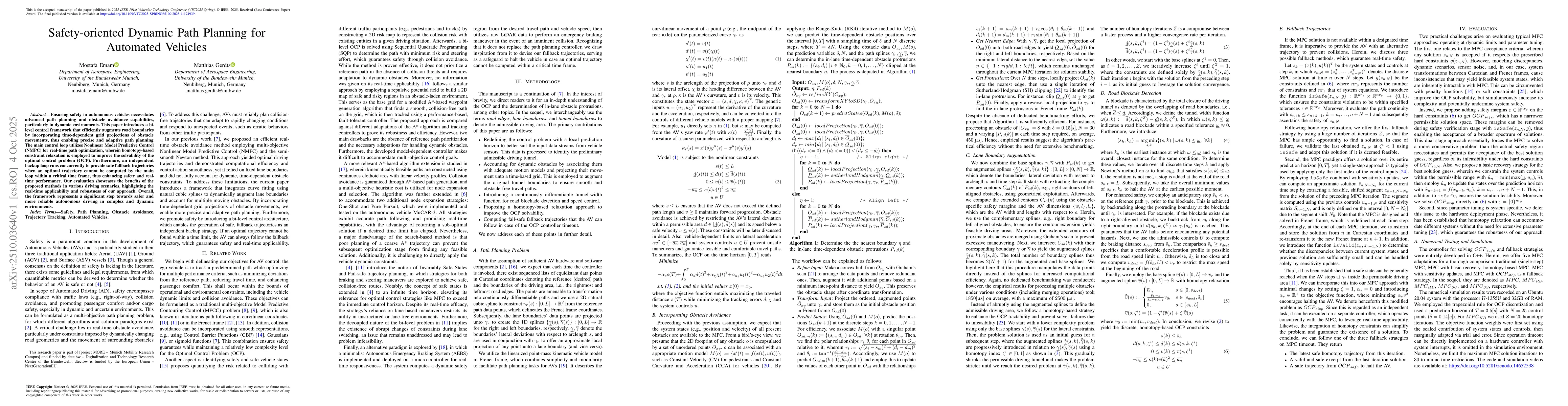 Thumbnail for Safety-Oriented Dynamic Path Planning for Automated Vehicles