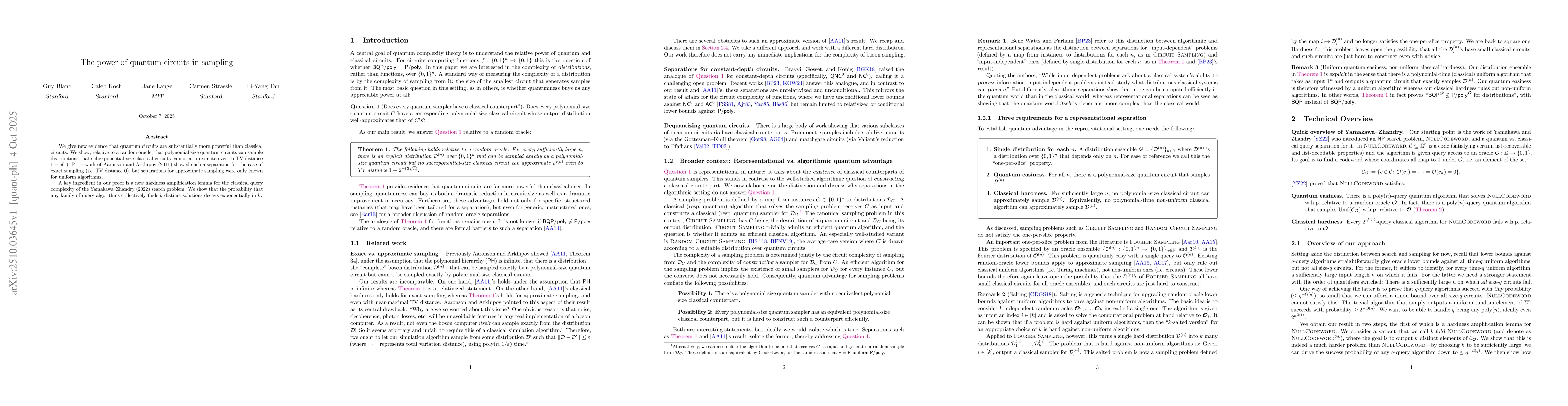Thumbnail for The power of quantum circuits in sampling