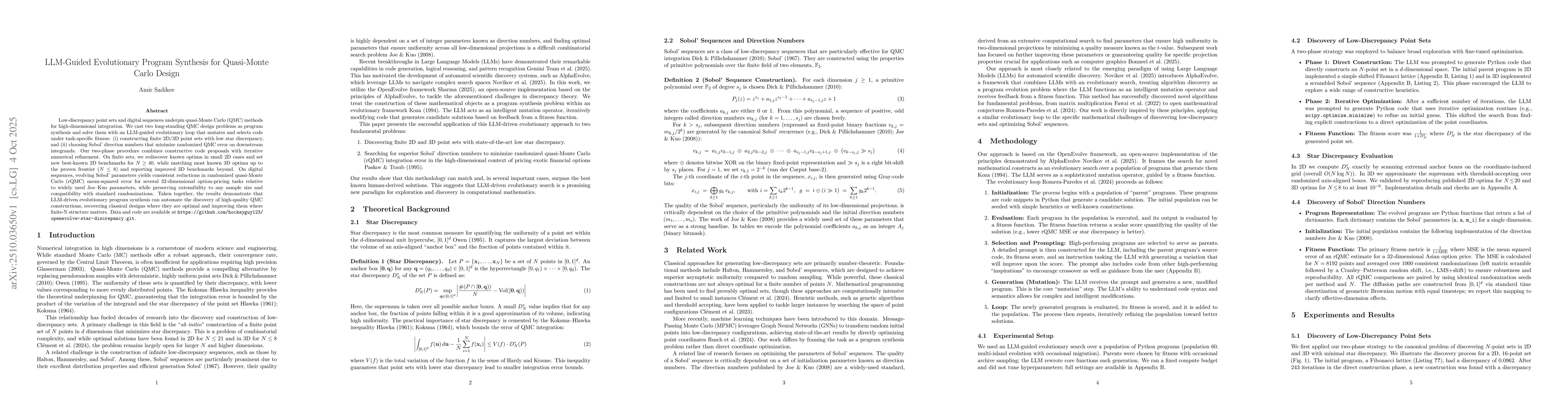 Thumbnail for LLM-Guided Evolutionary Program Synthesis for Quasi-Monte Carlo Design