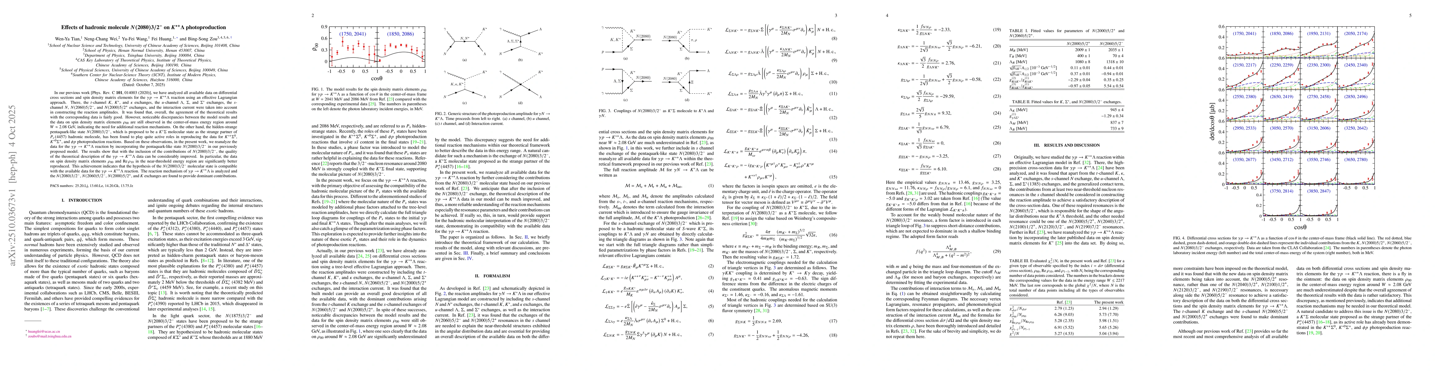 Thumbnail for Effects of hadronic molecule $N(2080)3/2^-$ on $K^{*+}Λ$
  photoproduction