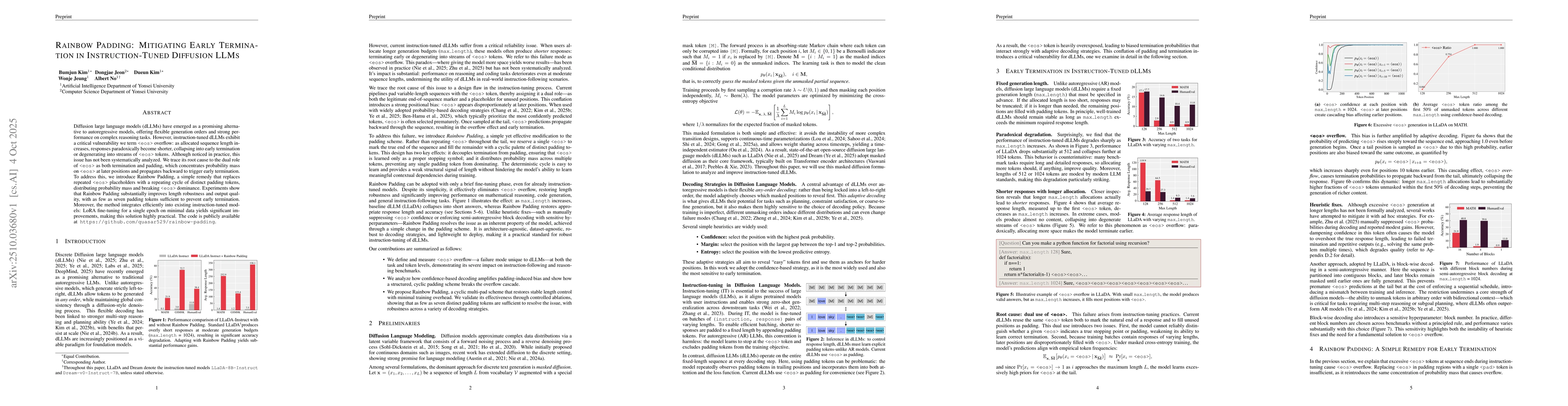 Thumbnail for Rainbow Padding: Mitigating Early Termination in Instruction-Tuned
  Diffusion LLMs