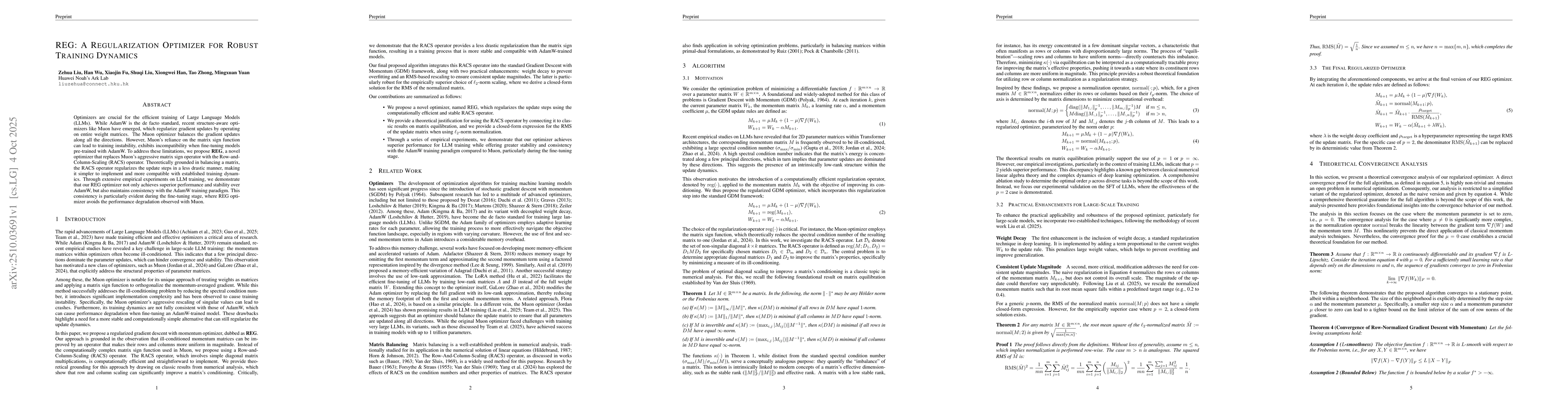 Thumbnail for REG: A Regularization Optimizer for Robust Training Dynamics