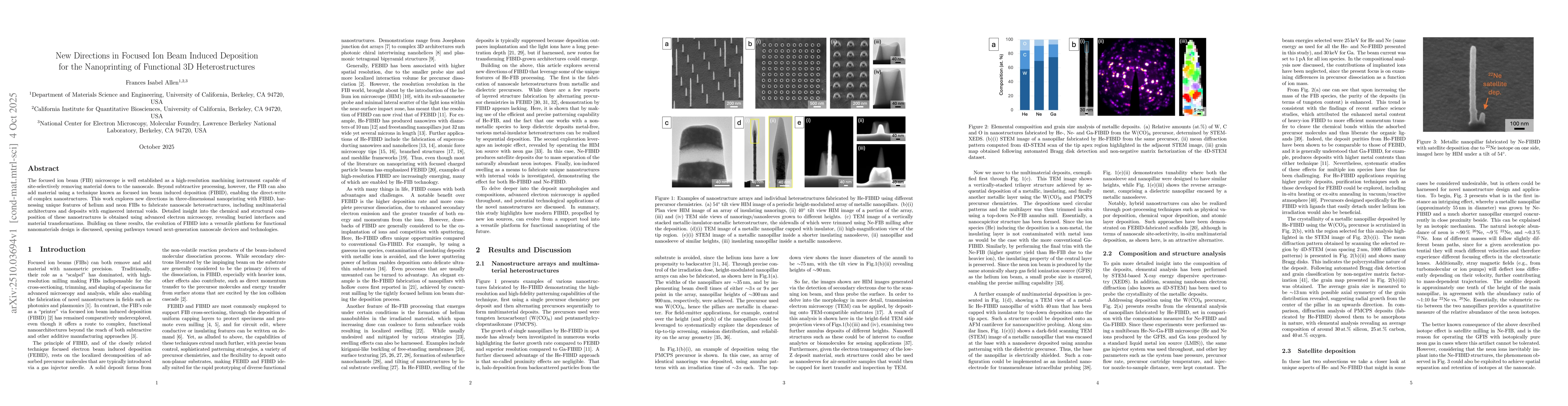 Thumbnail for New Directions in Focused Ion Beam Induced Deposition for the
  Nanoprinting of Functional 3D Heterostructures