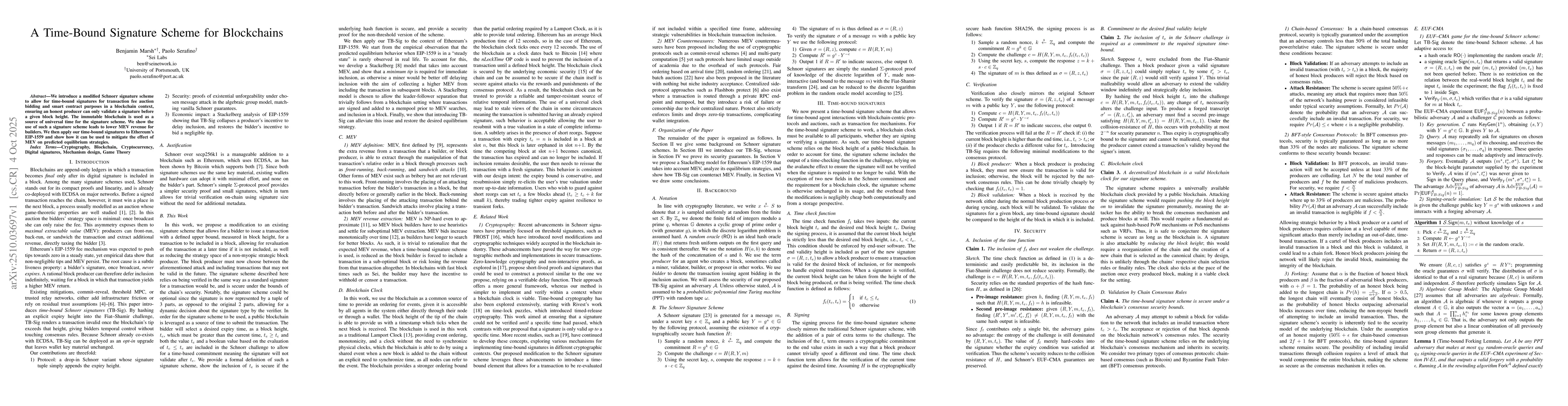 Thumbnail for A Time-Bound Signature Scheme for Blockchains