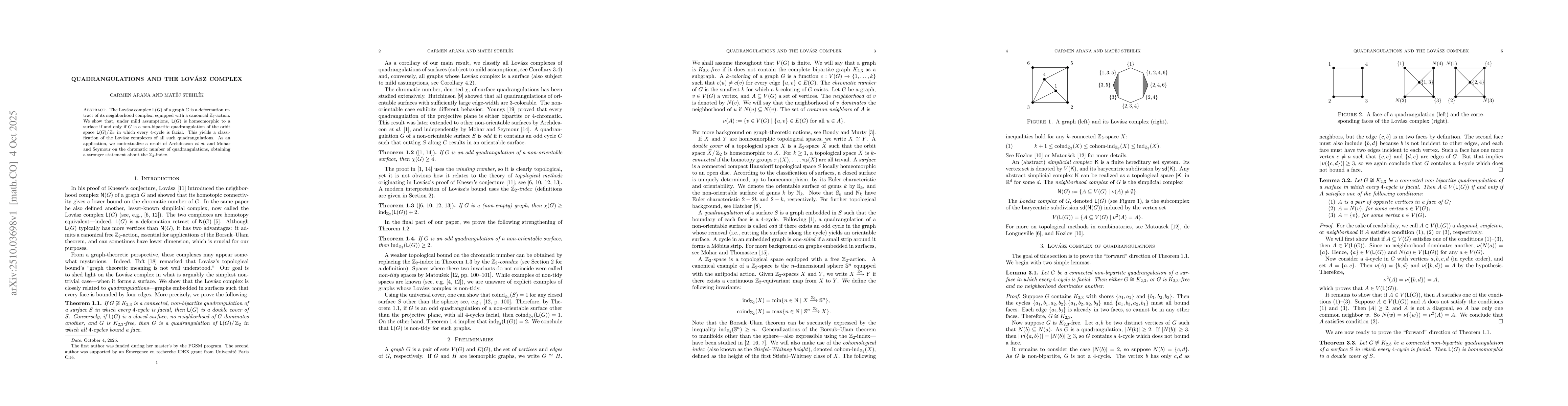 Thumbnail for Quadrangulations and the Lovász complex