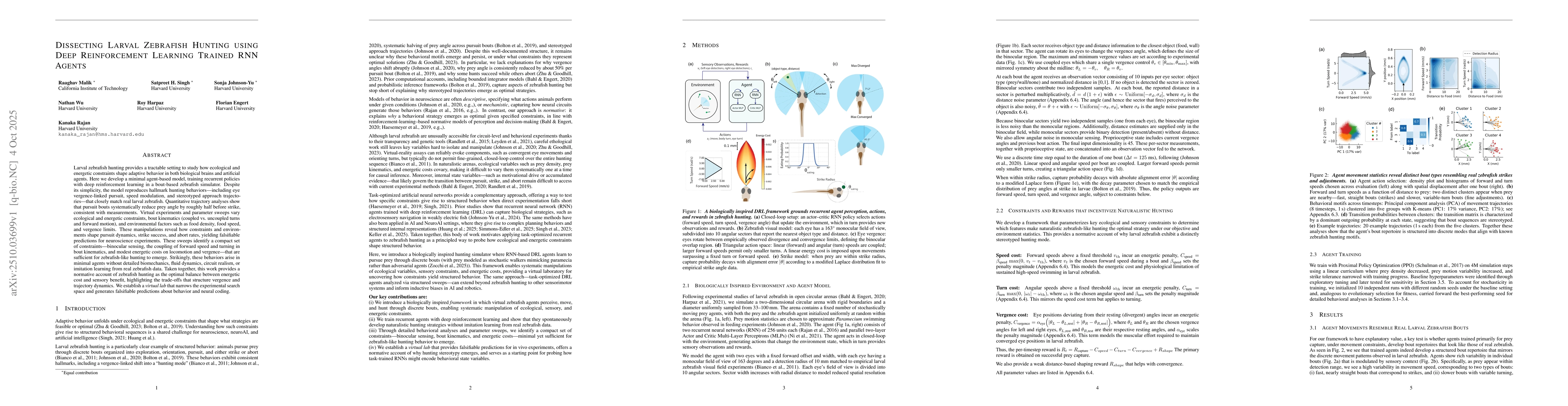 Thumbnail for Dissecting Larval Zebrafish Hunting using Deep Reinforcement Learning
  Trained RNN Agents
