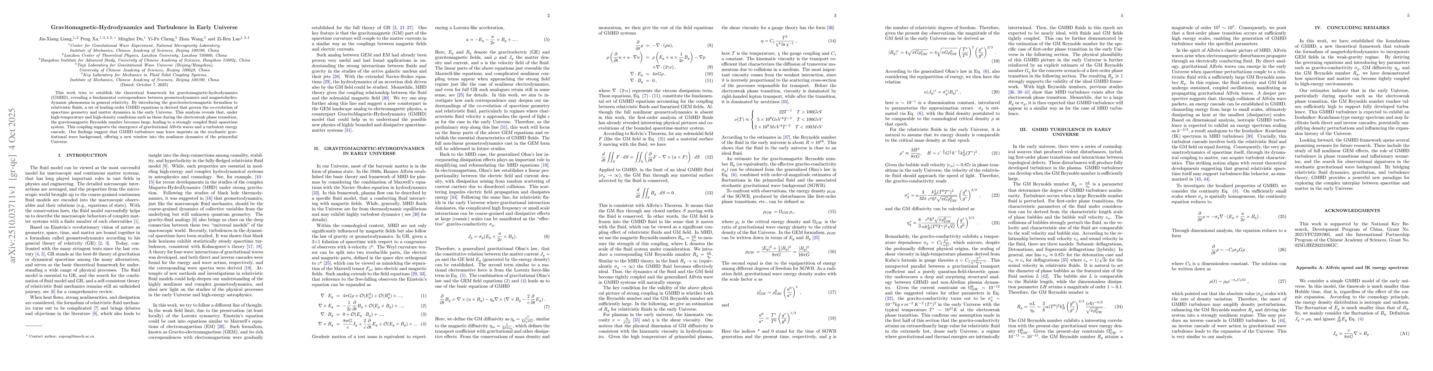 Thumbnail for Gravitomagnetic-Hydrodynamics and Turbulence in Early Universe