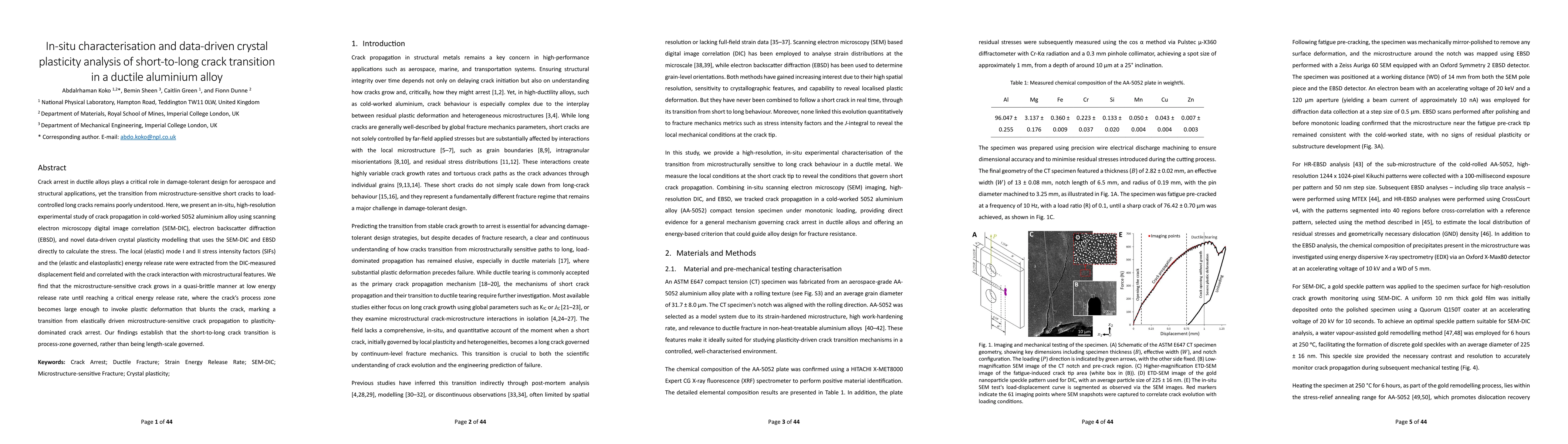 Thumbnail for In-situ characterisation and data-driven crystal plasticity analysis of
  short-to-long crack transition in a ductile aluminium alloy
