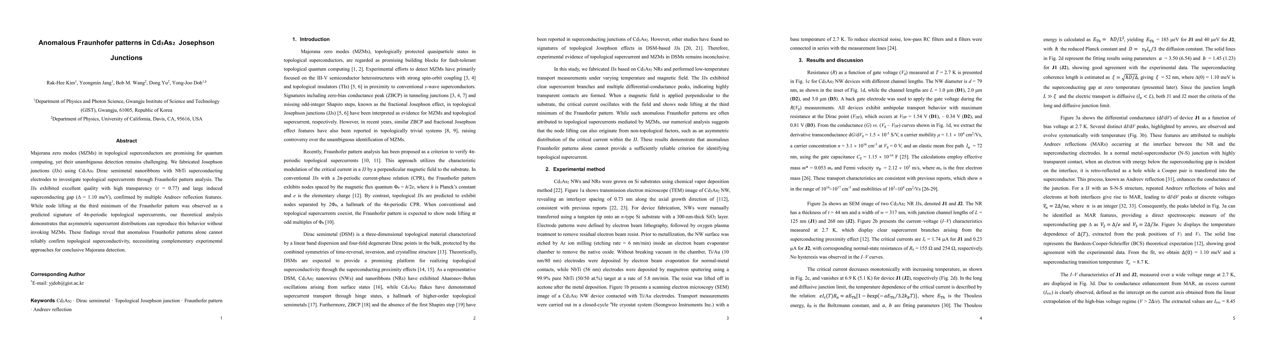 Thumbnail for Anomalous Fraunhofer patterns in Cd$_3$As$_2$ Josephson Junctions