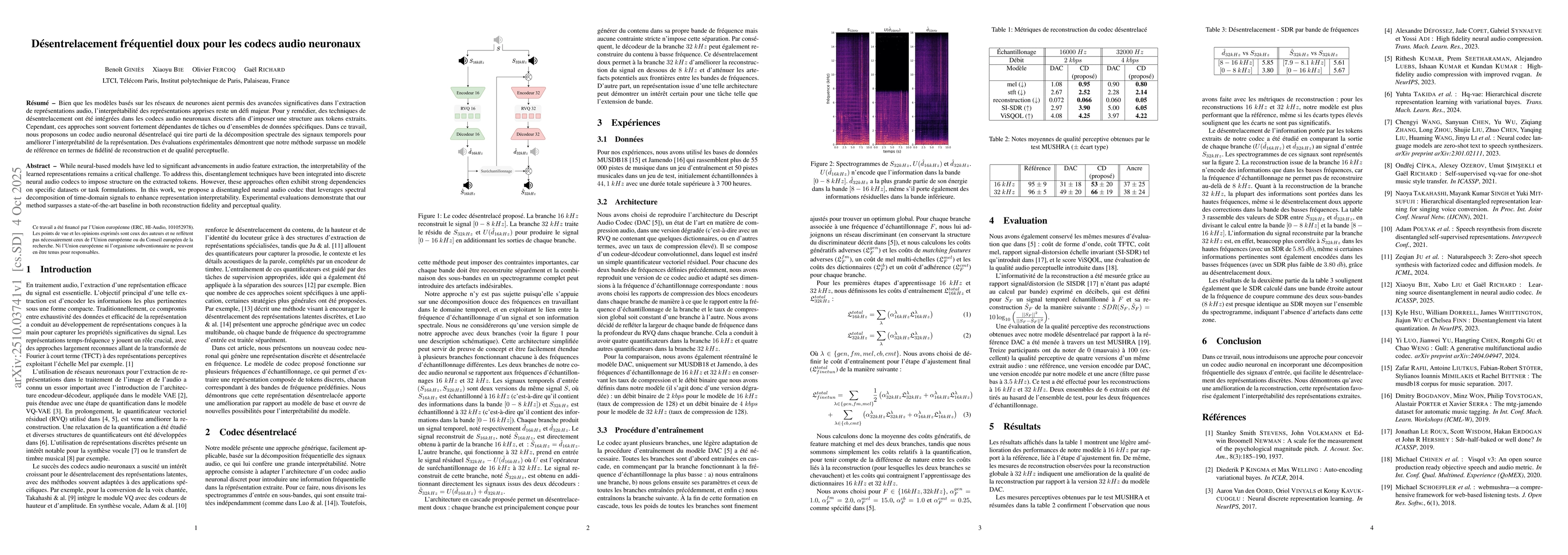 Thumbnail for Désentrelacement Fréquentiel Doux pour les Codecs Audio Neuronaux